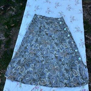 Vintage‎ Sag Harbor Floral Button  Maxi Skirt Women Large Fairy Cottage Whimsy